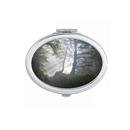 DIYthinker Portable Foldable Double-Sided Makeup Mirror with Green Nature Scenery Design - Perfect for Travel, Home Vanity, and Outdoor Adventures