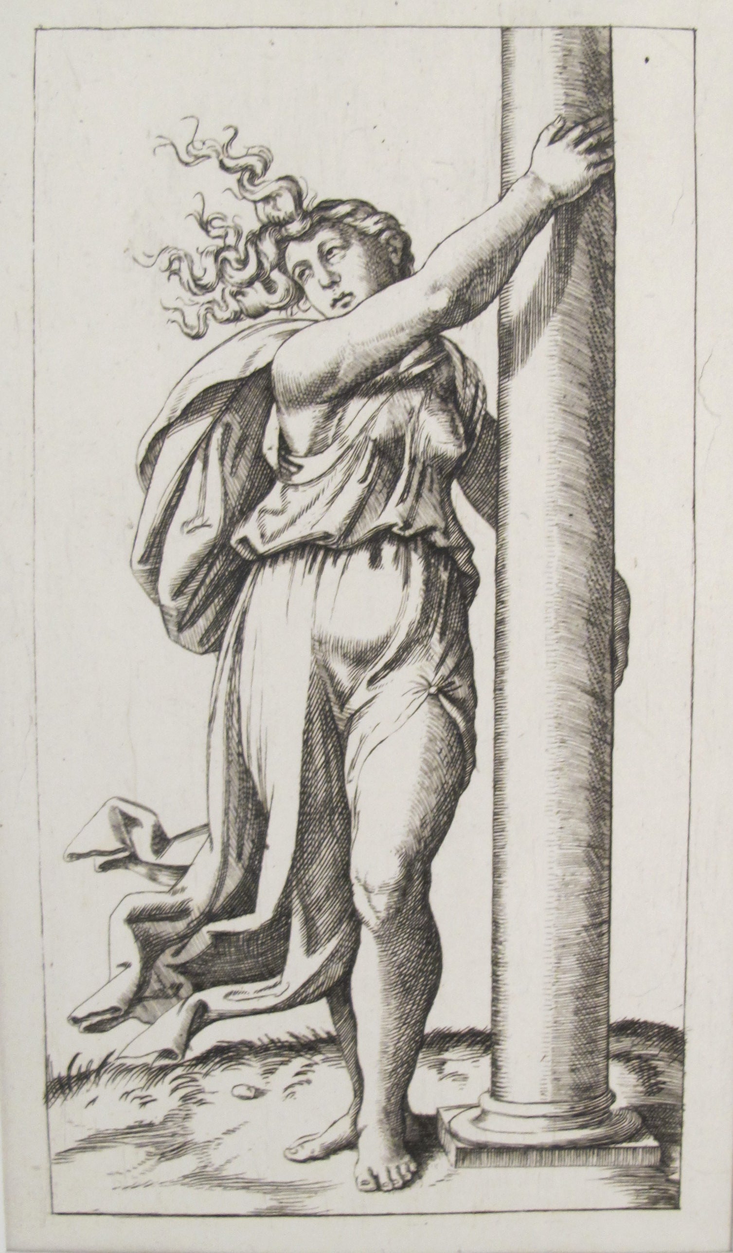 Antique 1781 Italian Engraving - Dante's Divine Comedy Art Print with Classical Woman & Column - Perfect for Home Decor, Office Wall Art & Renaissance Literature Lovers