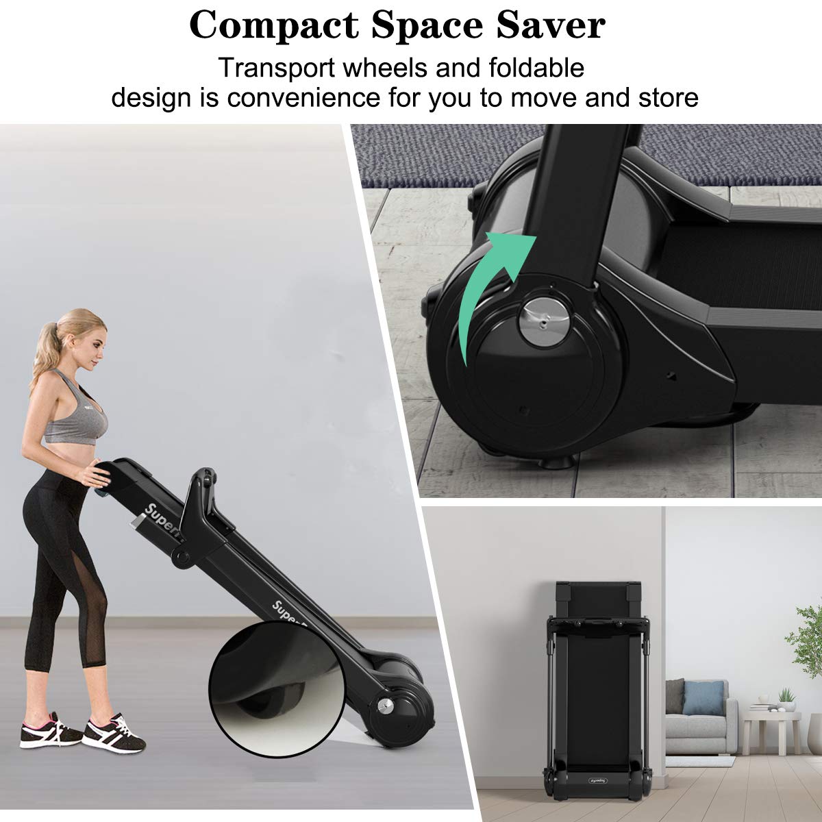 GYMAX Folding Treadmill - 3.0HP Quiet Running Machine with Bluetooth Speaker, HD Touchscreen & Smart App Control for Home & Office | Perfect for Cardio Workouts, Indoor Jogging & Walking Exercises