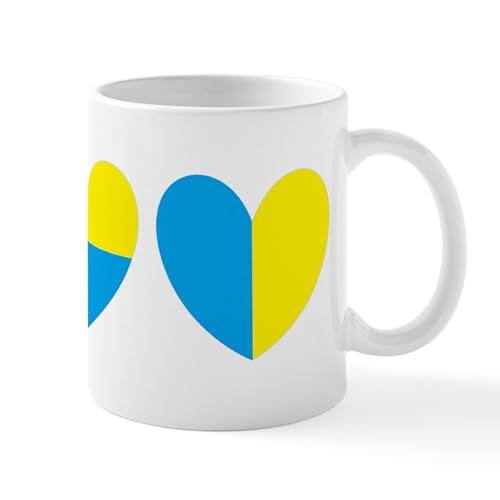 White - I Stand With Ukraine Heart Mugs