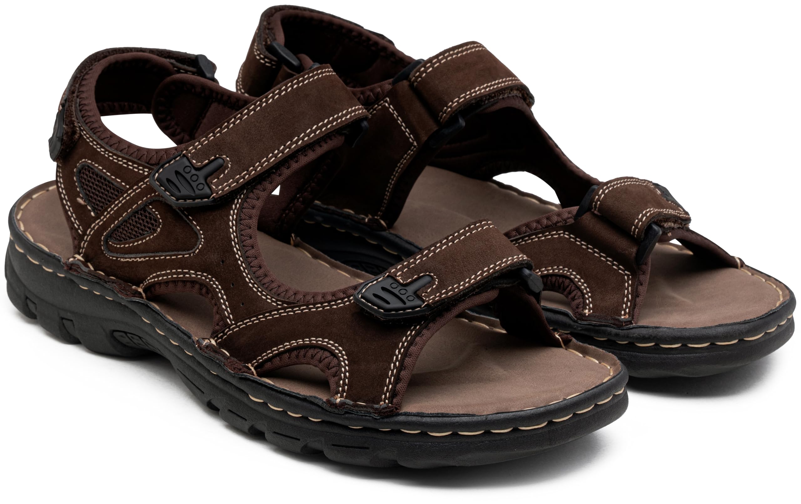 Jousen Men's Leather Open Toe Sandals - Breathable Beach & Hiking Sandals for Summer Outdoor Activities | Perfect for Walking, Travel and Water Sports