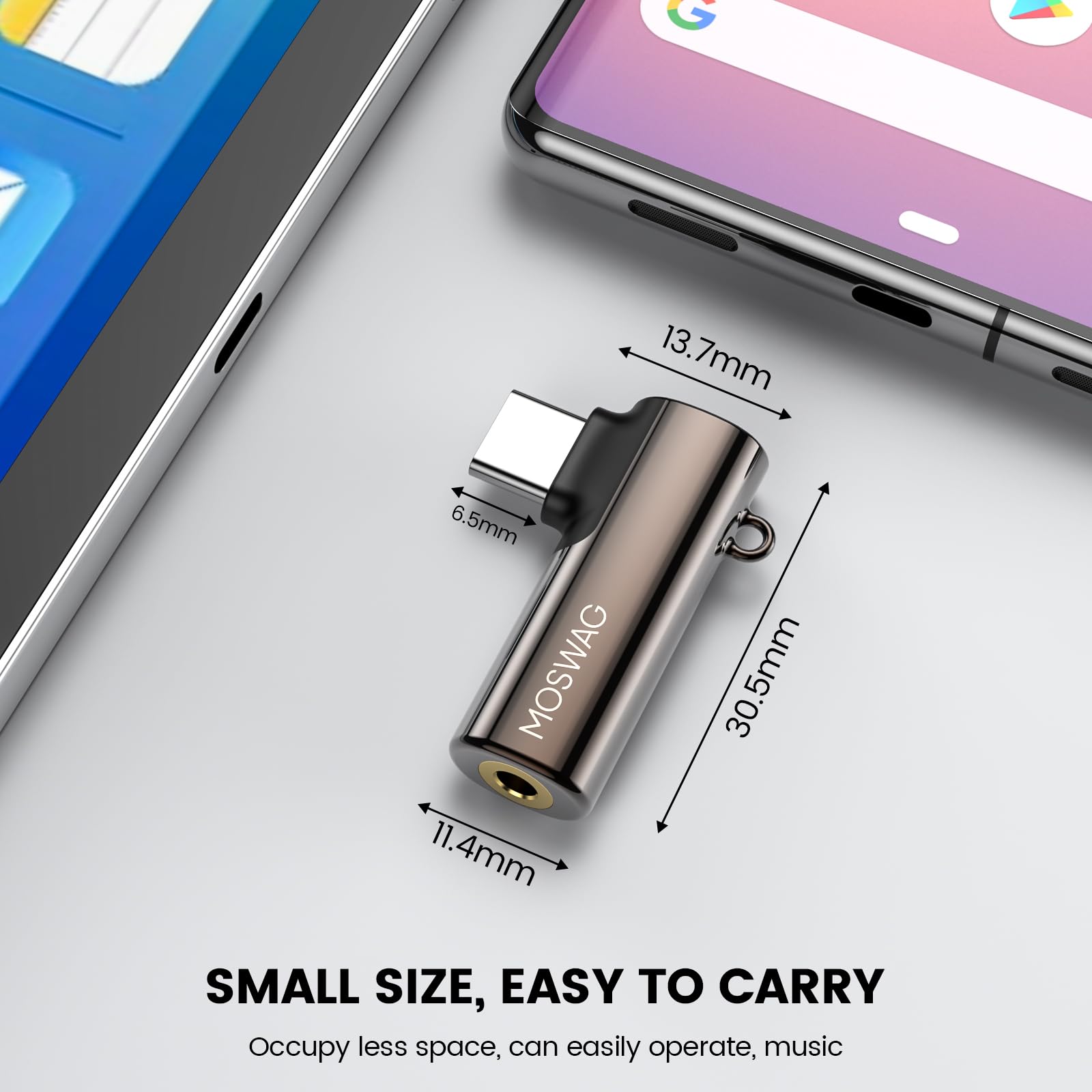 MOSWAG USB C to 3.5mm Headphone Jack Adapter - Gold-Plated Digital Audio Aux Converter for Samsung Galaxy S23/S22/Note10, Huawei P50/P40 Pro, Google Pixel 4XL - Perfect for Music, Gaming & Hands-Free Calling