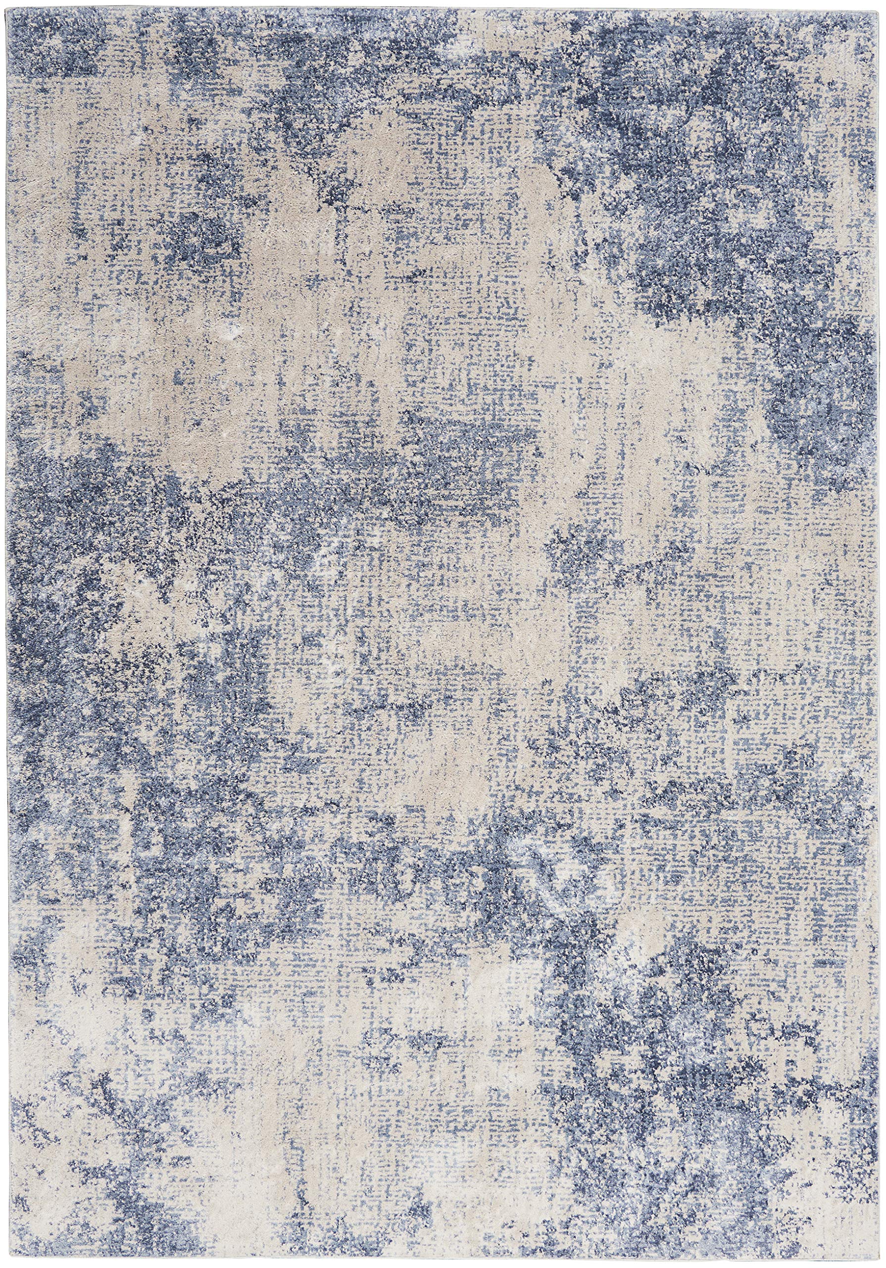 Nourison Sleek Textures Abstract Ivory/Blue 5'3