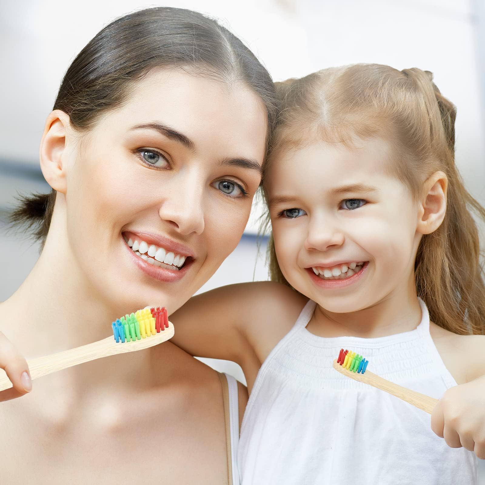 SEVENHEAD Bamboo Toothbrushes for Adults & Kids - 6+4 Pack Soft Bristle Eco-Friendly Toothbrushes | Natural Biodegradable BPA-Free Wooden Toothbrush Set with Colorful Handles | Perfect for Family Use, Travel & Sustainable Oral Care