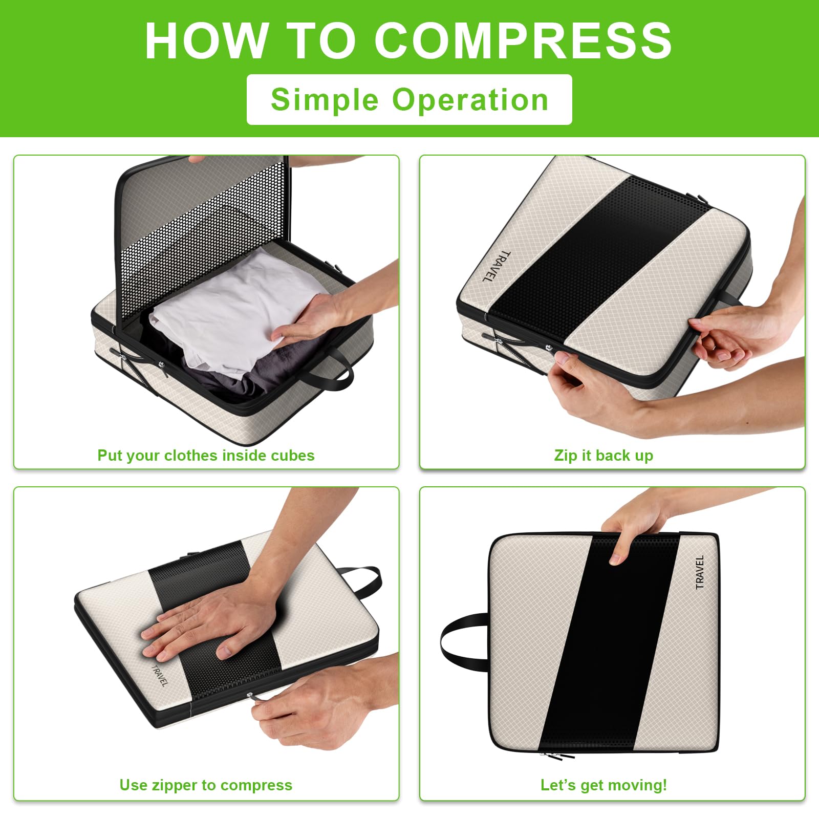UNTIFUL 6-Piece Compression Packing Cubes Set - Travel Organizer for Suitcases | Perfect for Business Trips, Vacations & Weekend Getaways
