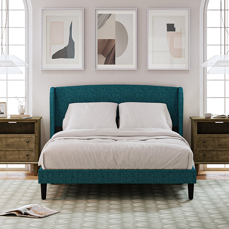 Baotist Upholstered Wingback Platform Bed Frame - Queen Size Modern Bedroom Furniture for Master Bedroom, Guest Room & Apartment