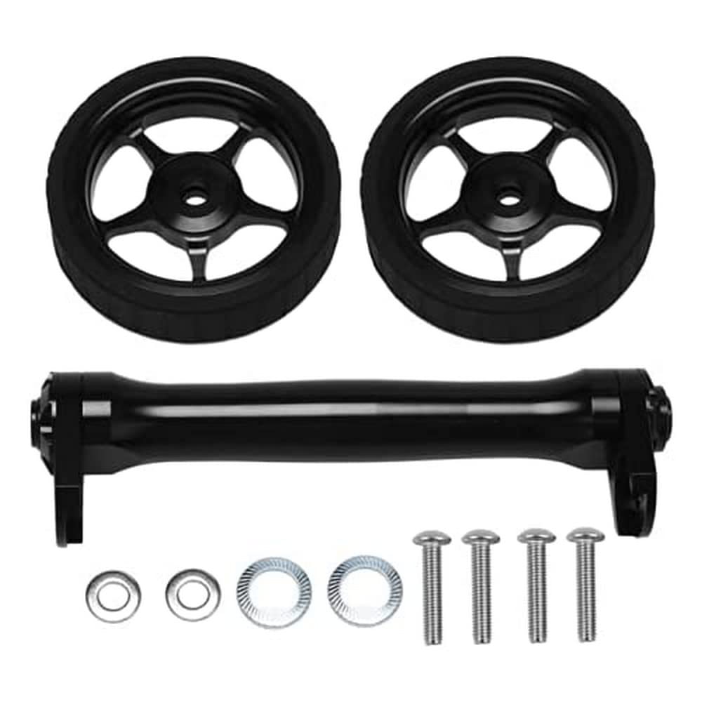 Easy Wheels Extender Ver 2.0 for Brompton Folding Bike - Black Improved Version with 2 Wheels | Perfect for Commuting & Urban Travel Accessories