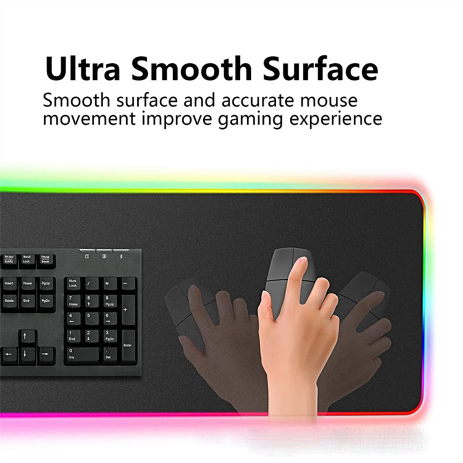 Kamado Nezuko LED Gaming Mouse Pad - XXL Large RGB Extended Mousepad with Stitched Edges for PC, Laptop & Keyboard | Perfect for Gaming Setup, Office Work & Anime Decor