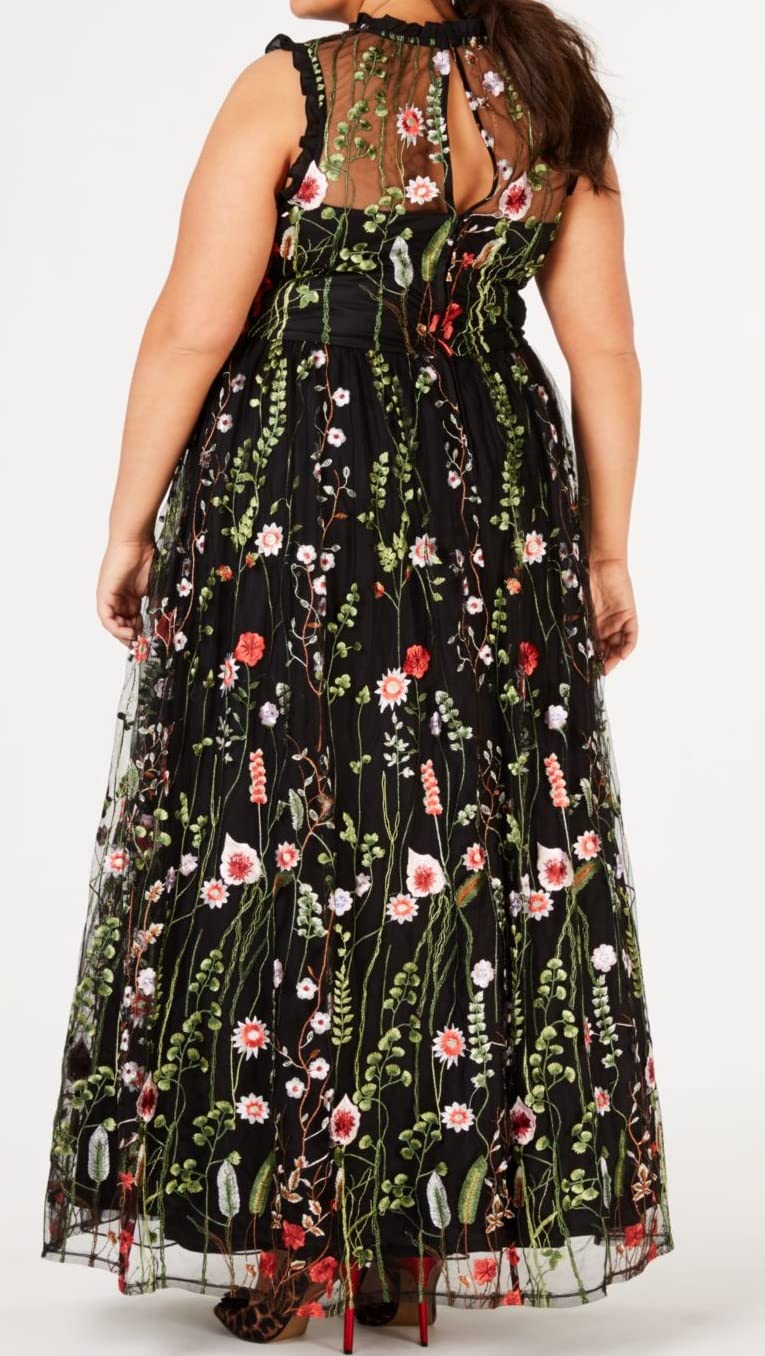 City Studio Women's Plus Size Embroidered Floral Maxi Dress - Elegant Boho Summer Dress for Beach, Wedding & Vacation