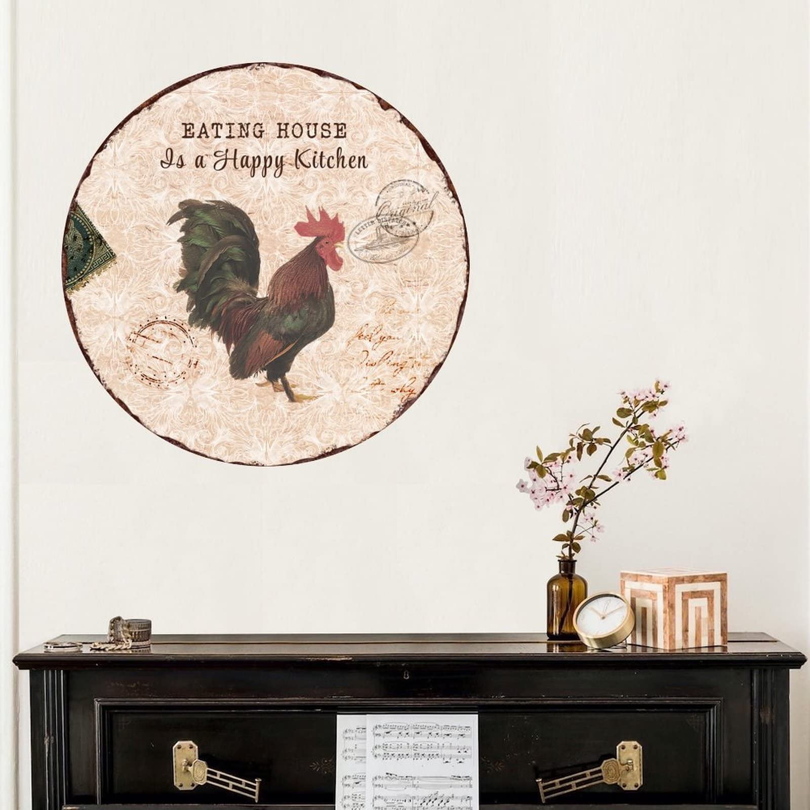 Happy Kitchen Rooster Wall Decal - Self-Adhesive Home & Office Decor for Walls, Sofas, Trucks