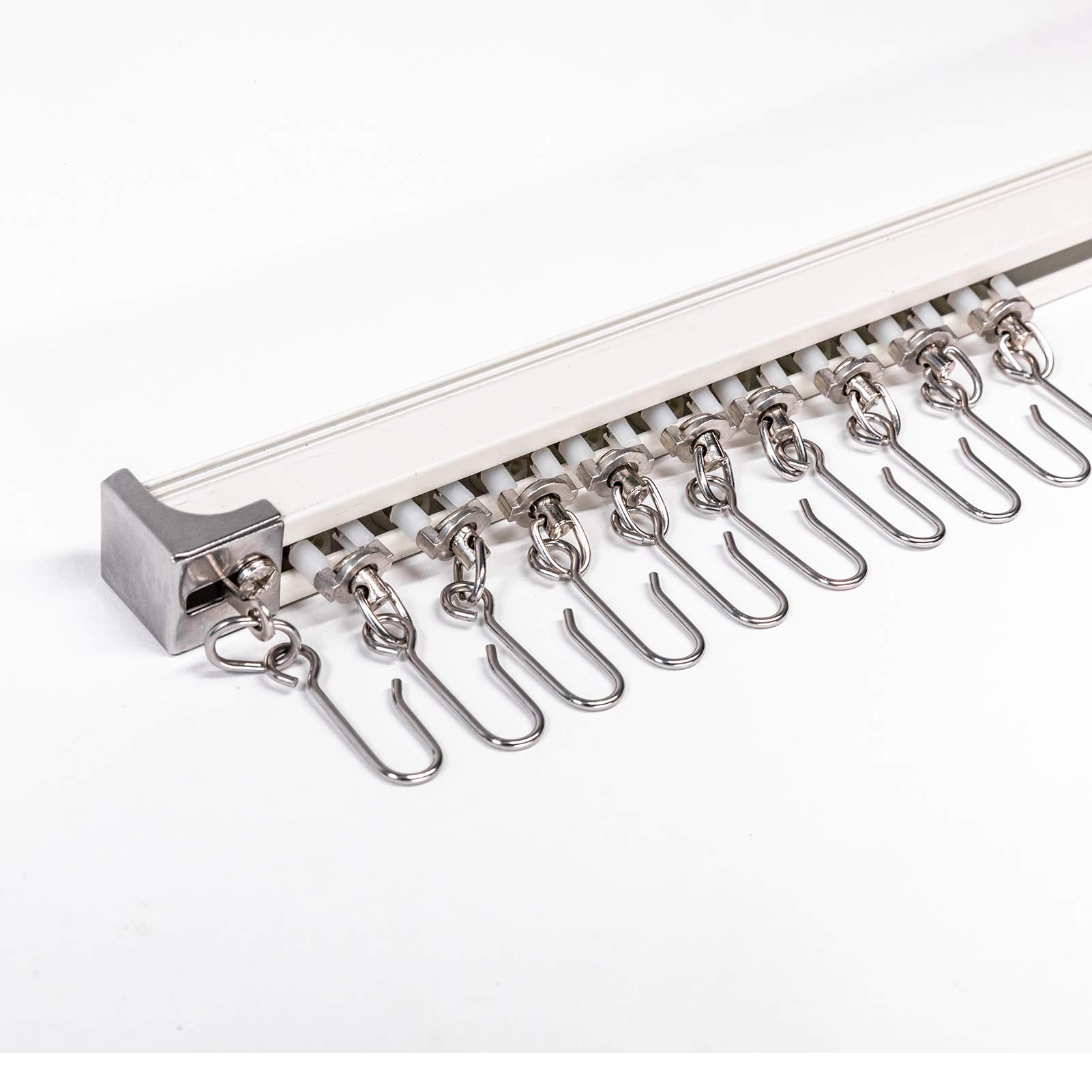 3.6ft Upgraded Aluminum Curtain Track - Extension Rod for Ceiling & Wall Mount | Perfect for Living Room, Picture Windows & Room Dividers with Runners & Hooks (White) | Ideal for Home Decor, Office Partitions & Window Treatments