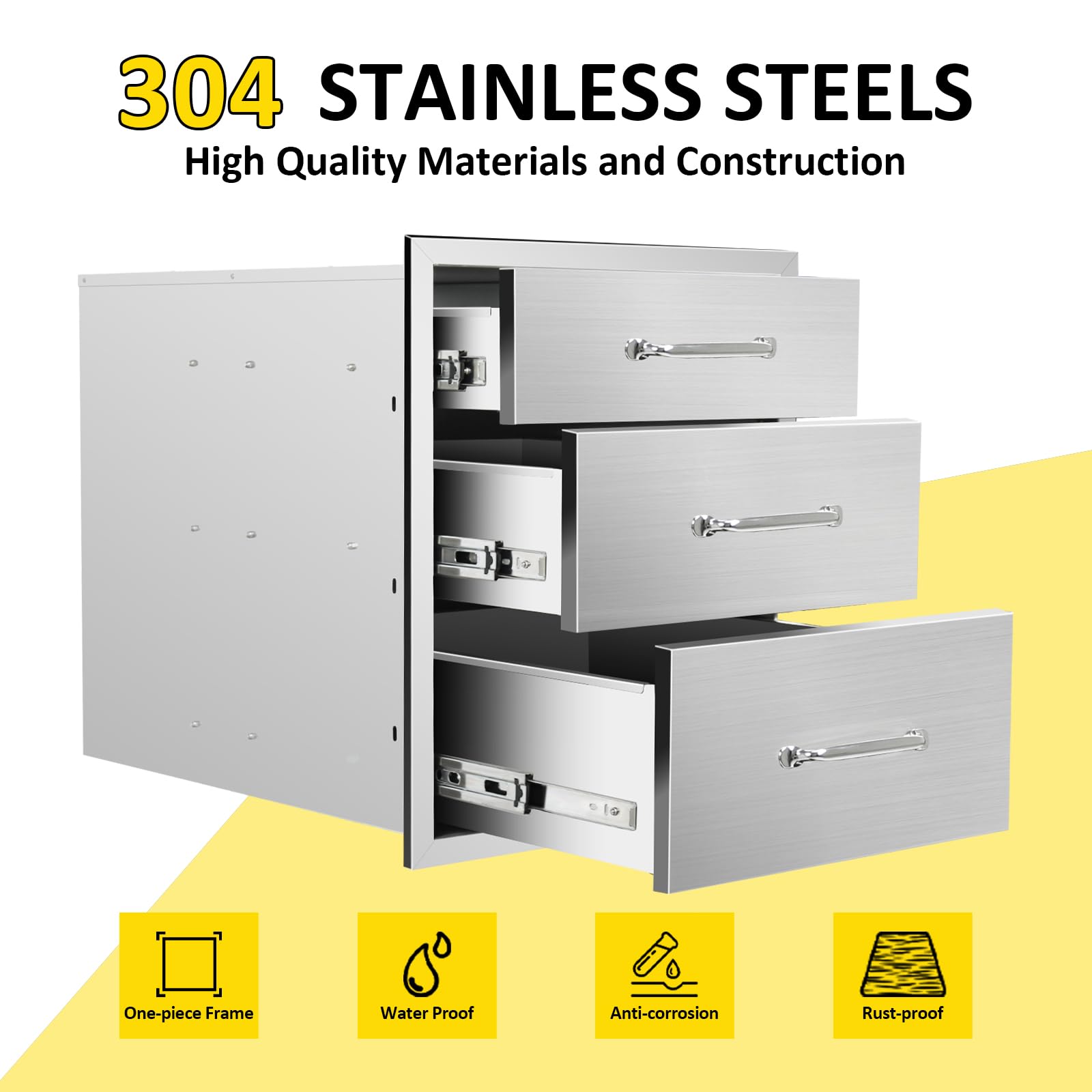 Stainless Steel Triple BBQ Drawers for Outdoor Kitchen - 18