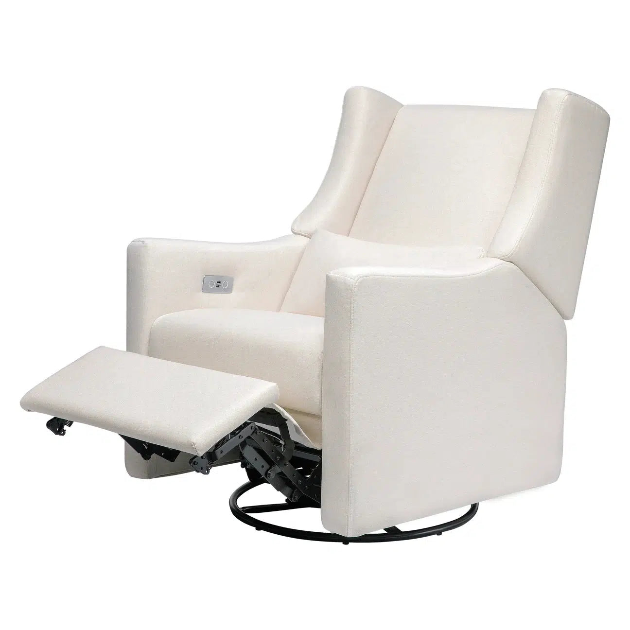 Babyletto Kiwi Electronic Glider & Recliner Chair - Cream Eco Weave Performance Fabric for Nursery, Baby Room & Breastfeeding | Comfortable Modern Rocking Chair for Parents