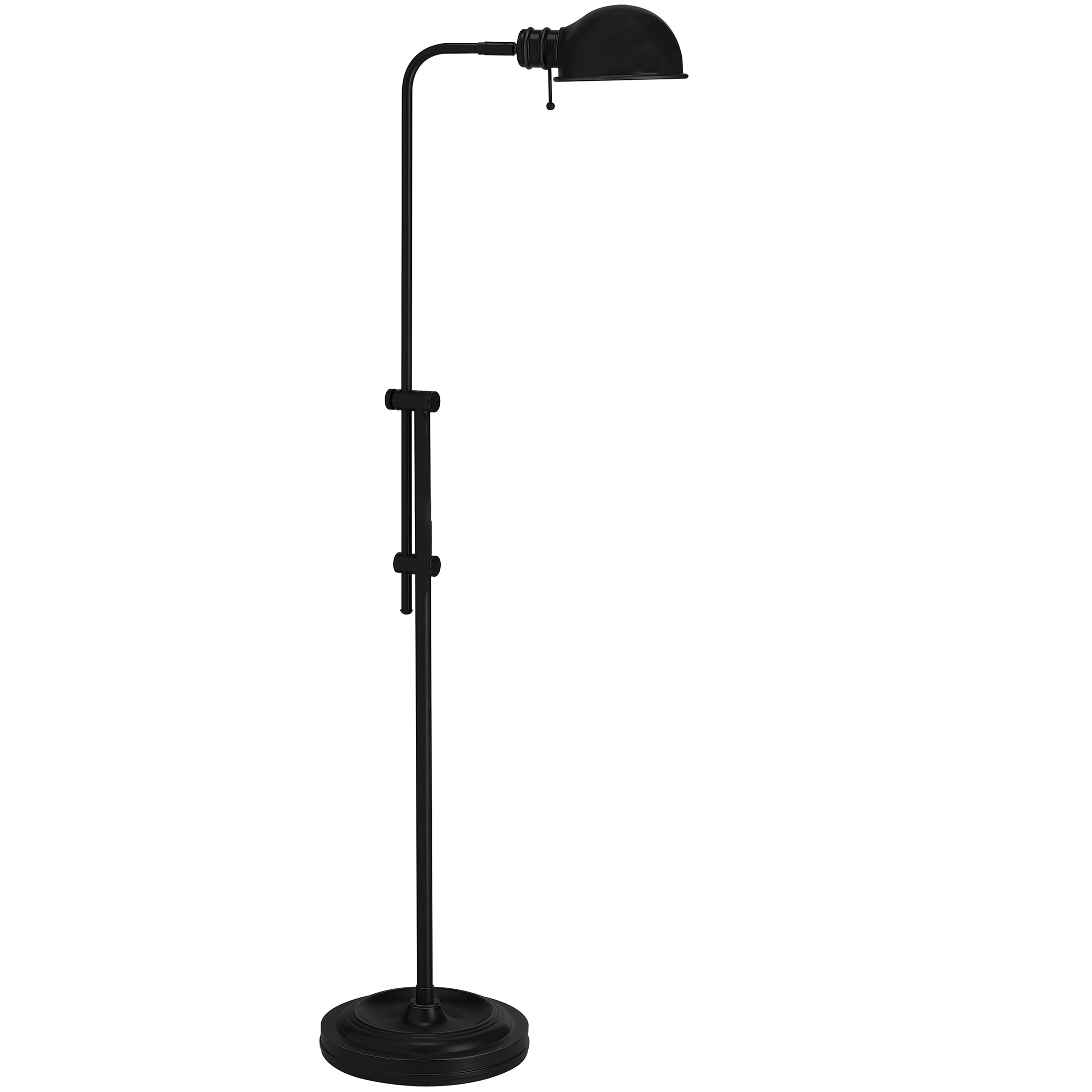 Dainolite Adjustable Pharmacy Floor Lamp with Fedora Shade - Matte Black for Living Room, Bedroom, or Office Lighting
