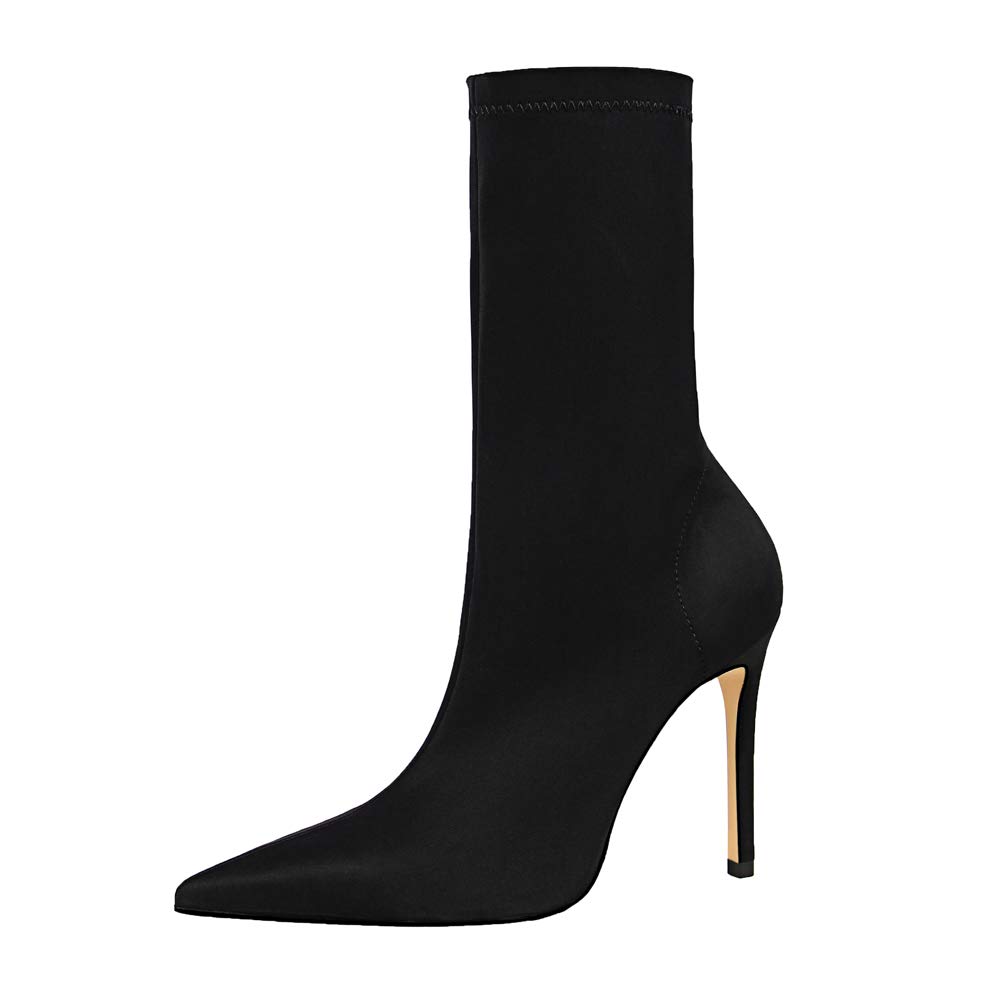 MOFEEDOUKA Women's Pointed Toe Stiletto Ankle Boots - Fashion High Heel Booties for Party, Night Out & Office Wear