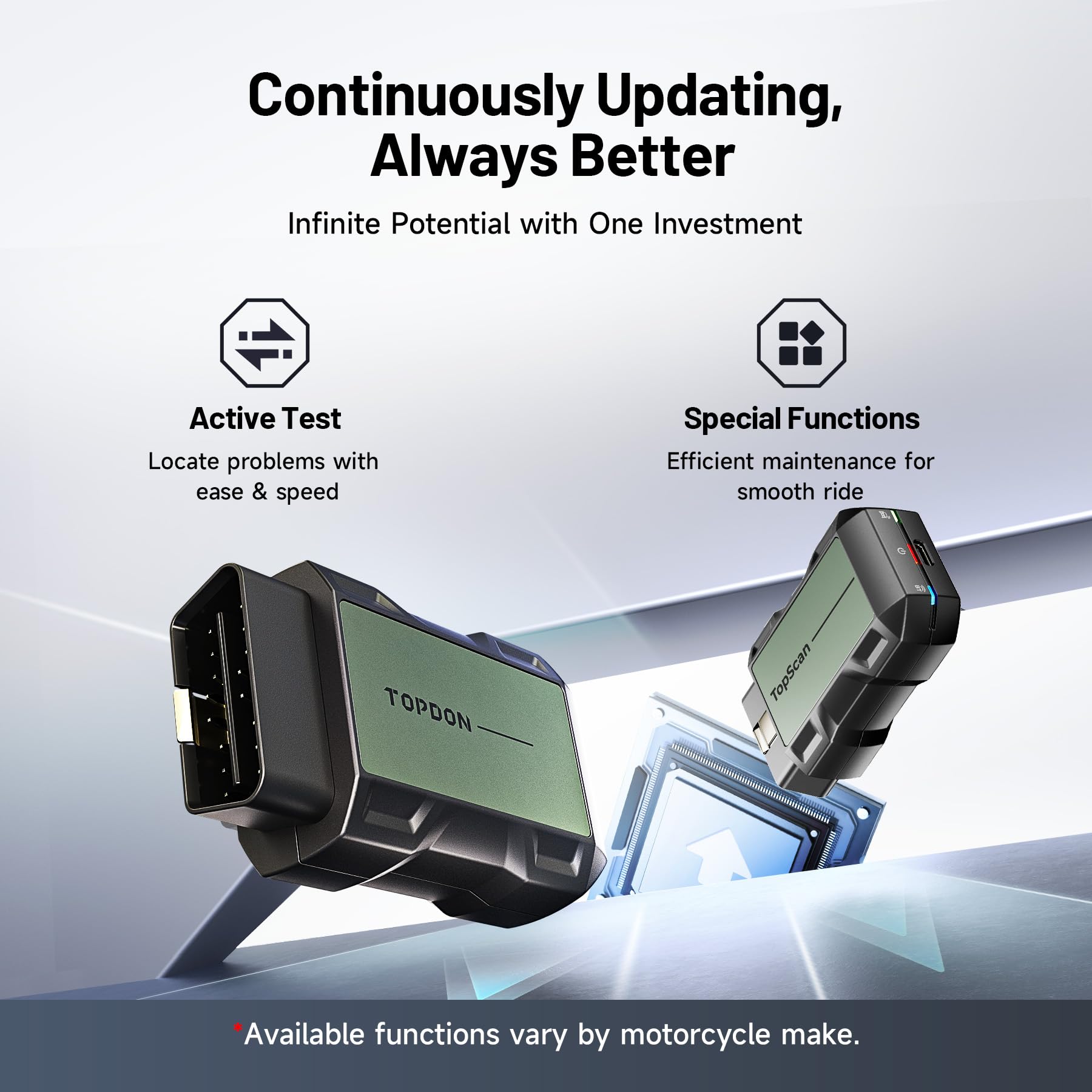 TOPDON TopScan Moto Motorcycle Scanner - Harley, Ducati, BMW Diagnostic Tool for Bike Maintenance
