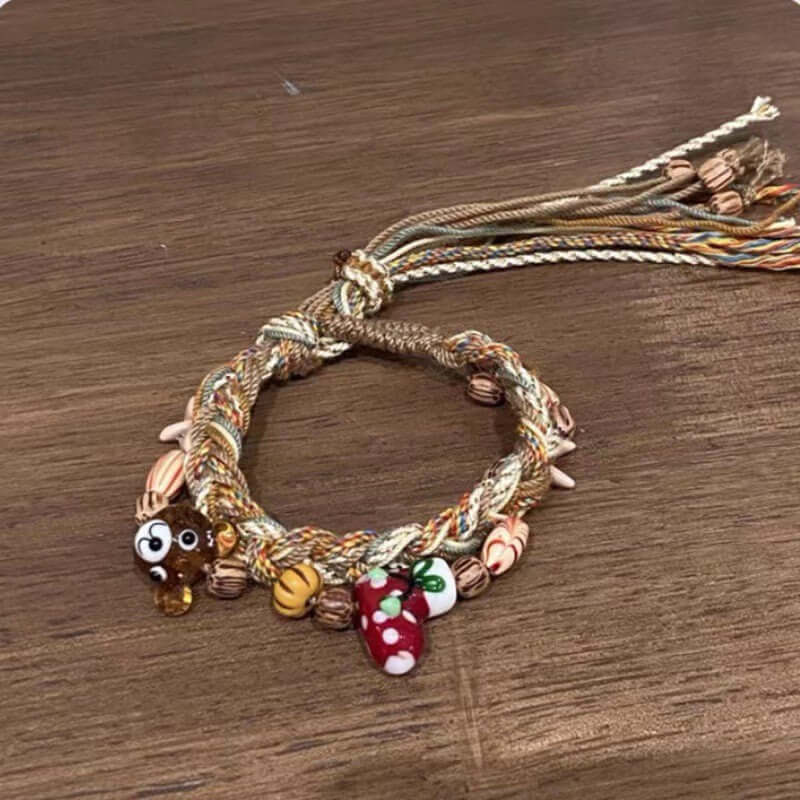 Gingerbread Snowman Charm Cute Woven Braided Christmas Bracelet | Holiday Gift for Women, Girls | Perfect for Christmas Parties, Festive Outfits & Winter Accessories