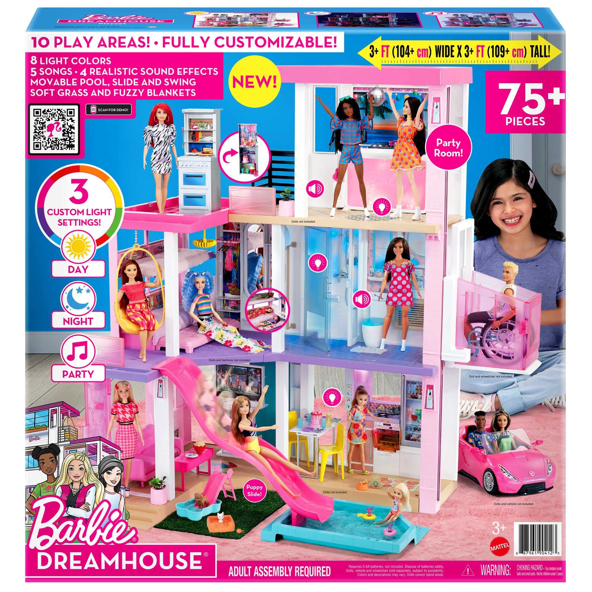 Barbie DreamHouse Dollhouse Playset with 75+ Furniture & Accessories - 10 Interactive Play Areas, Lights & Sounds, Wheelchair-Accessible Elevator - Amazon Exclusive Toy for Girls Ages 3+ | Perfect for Imaginative Play, Birthday Gifts & Pretend House Adventures
