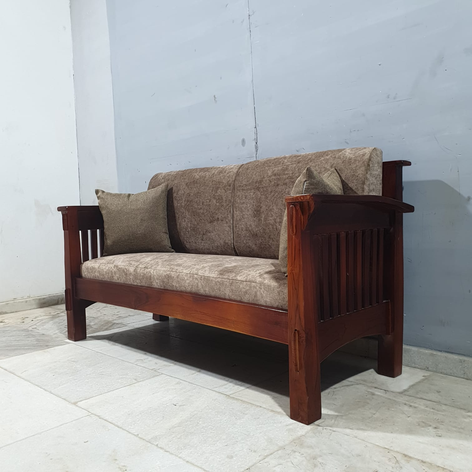 Handmade Carved Indian Teak Wood 5-Piece Sofa Set - Luxury Living Room Furniture for Home Decor & Interior Design