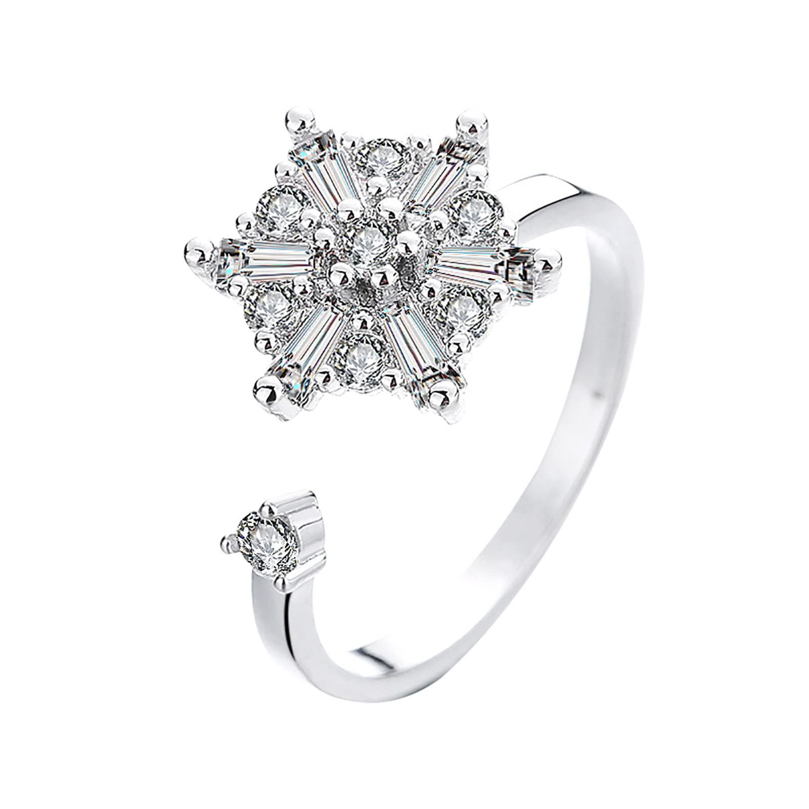 Adjustable Rotating Zircon Ring for Women - Stackable Layered Fashion Jewelry for Everyday Wear & Special Occasions