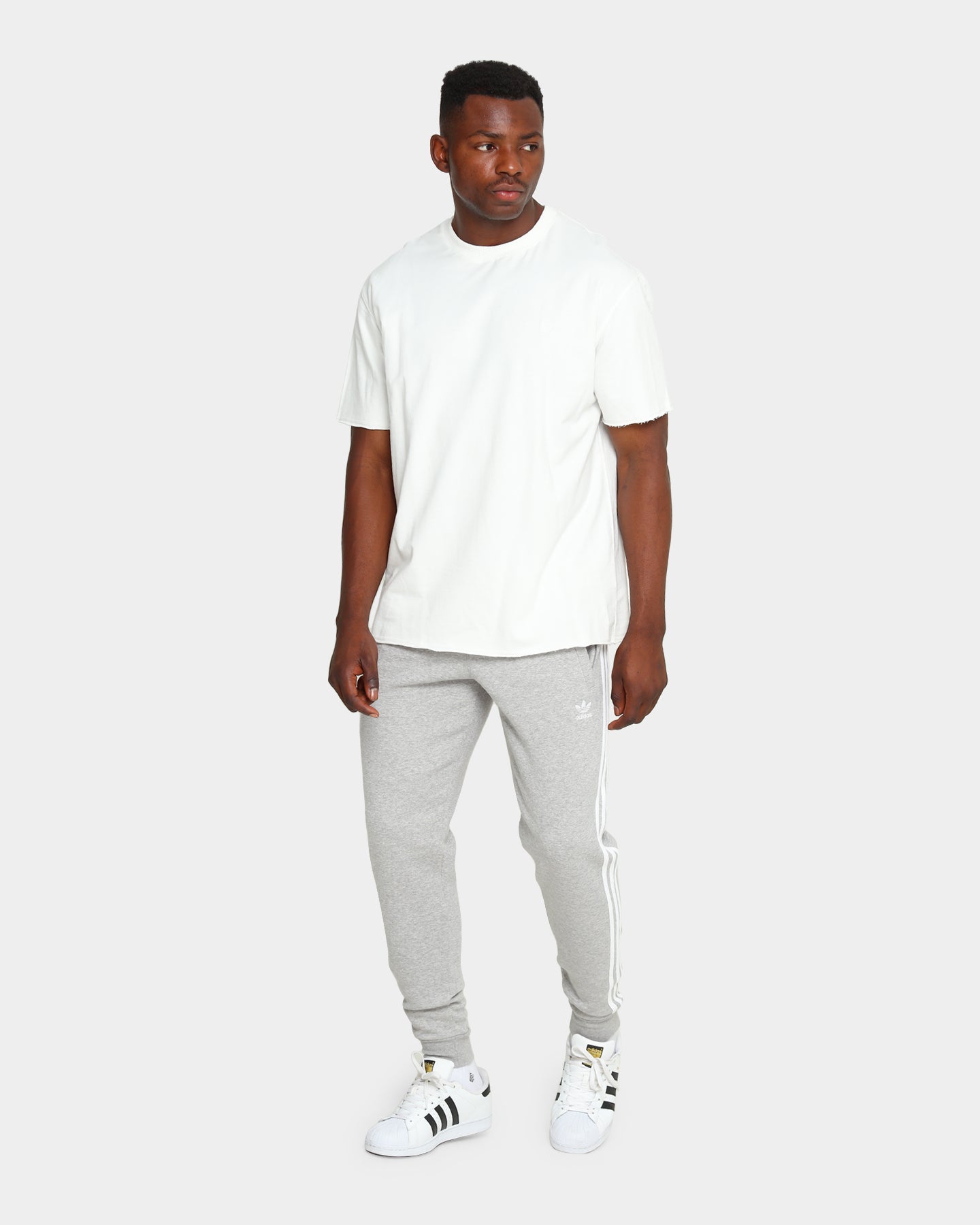 Adidas 3 Stripes Sweatpants for Men - Grey Heather Athletic Joggers | Gym Workout & Casual Lounge Wear