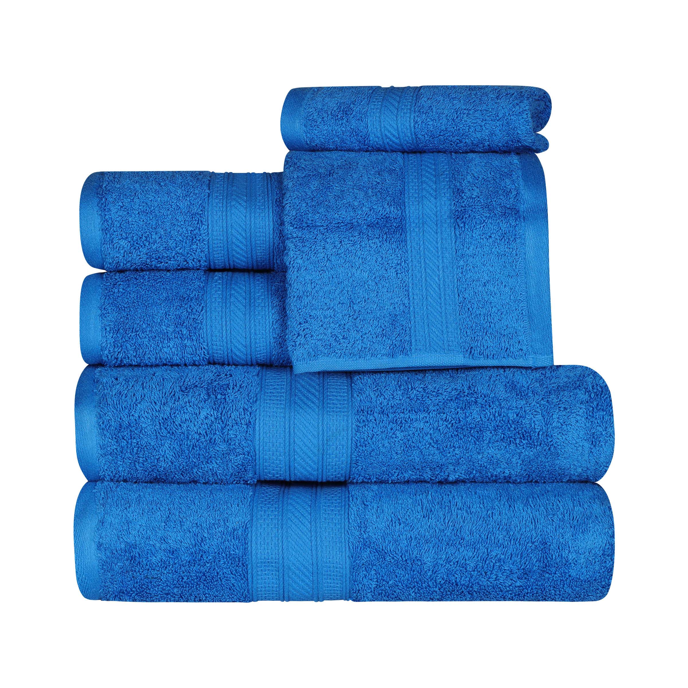 Premium Atlas Cotton Plush Heavyweight Luxury 6-Piece Bath Towel Set - Ultra Soft & Absorbent for Spa, Hotel & Home Bathroom Use