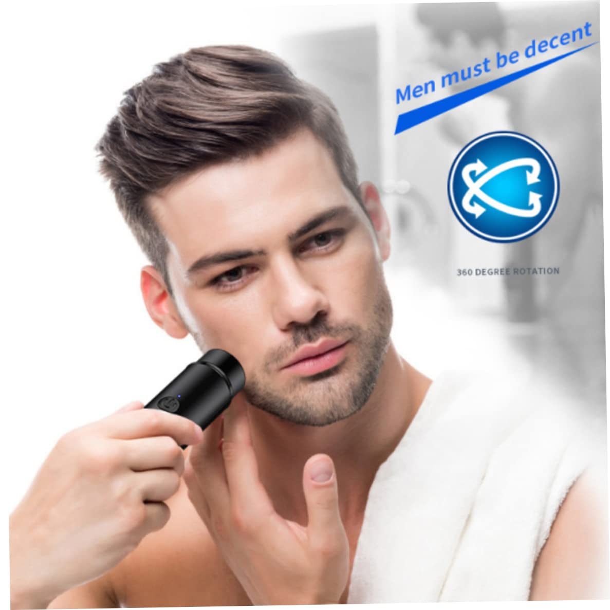 Mini Electric Shaver for Men - Portable USB Rechargeable Wet/Dry Rotary Razor - Travel Shaver for Face & Body Grooming - Perfect for Business Trips, Gym & Daily Use - Black