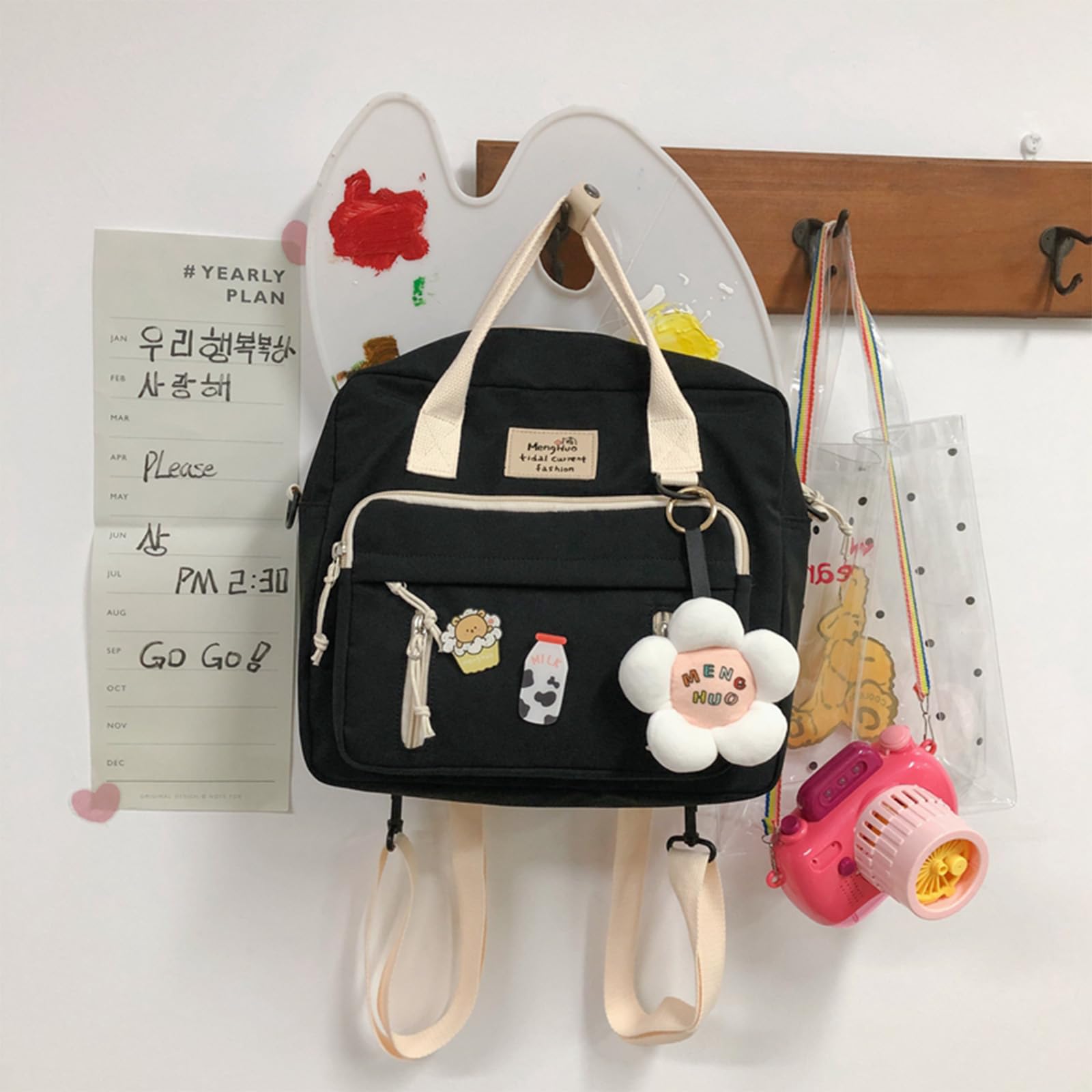 Stylish Kawaii Messenger Bag - Japanese Aesthetic Crossbody Backpack with Cute Accessories | Perfect for School, Travel & Anime Conventions