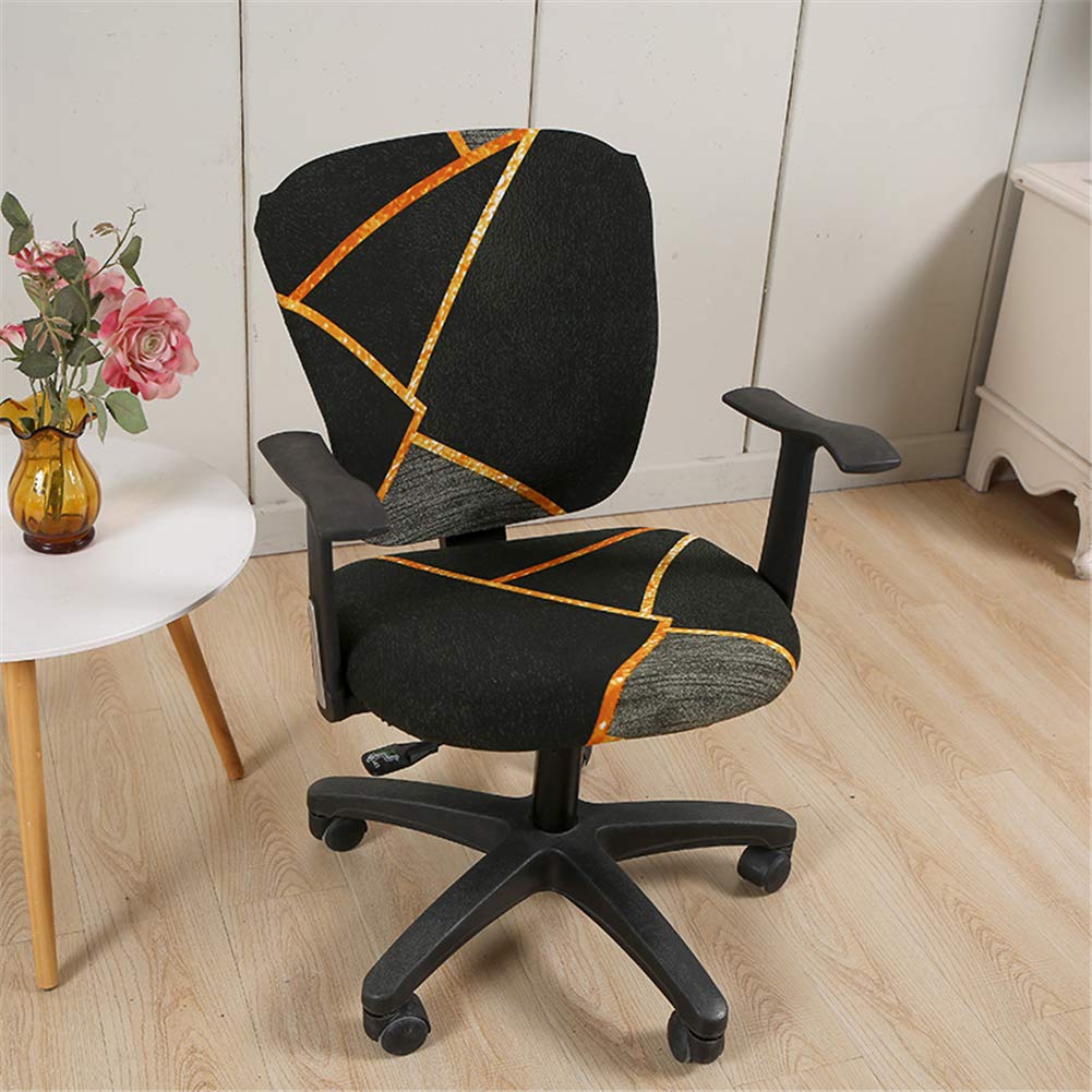 Jinzio Stretchable Polyester Office Chair Cover - Universal Split Protective Slipcover for Desk & Task Chairs (Black/Olive) - Perfect for Home Office, Gaming & Workspace Protection