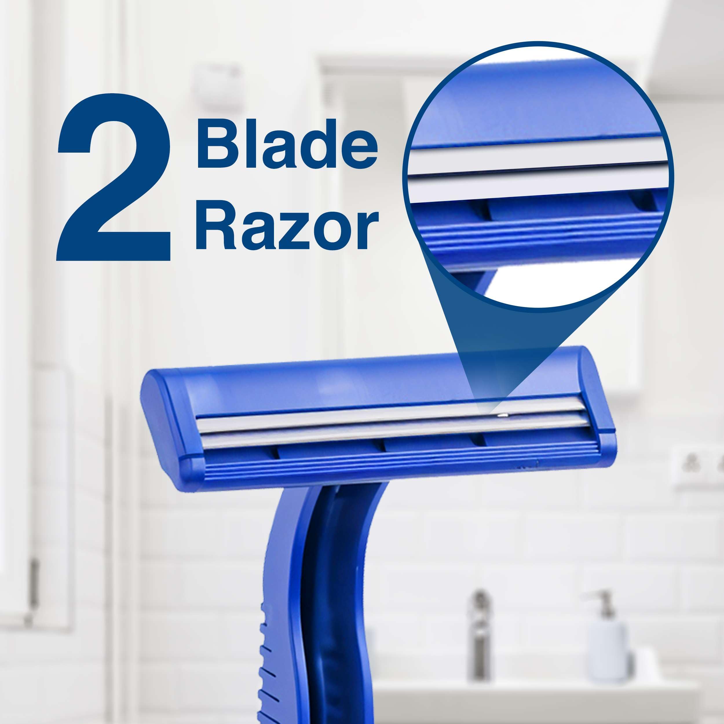 50 Pack Disposable Razors for Men & Women - 2 Blade Shavers Bulk - Smooth Shaving, Tattoo Care, Travel & Hospitality Use - Perfect for Home, Salon & Hotel Essentials