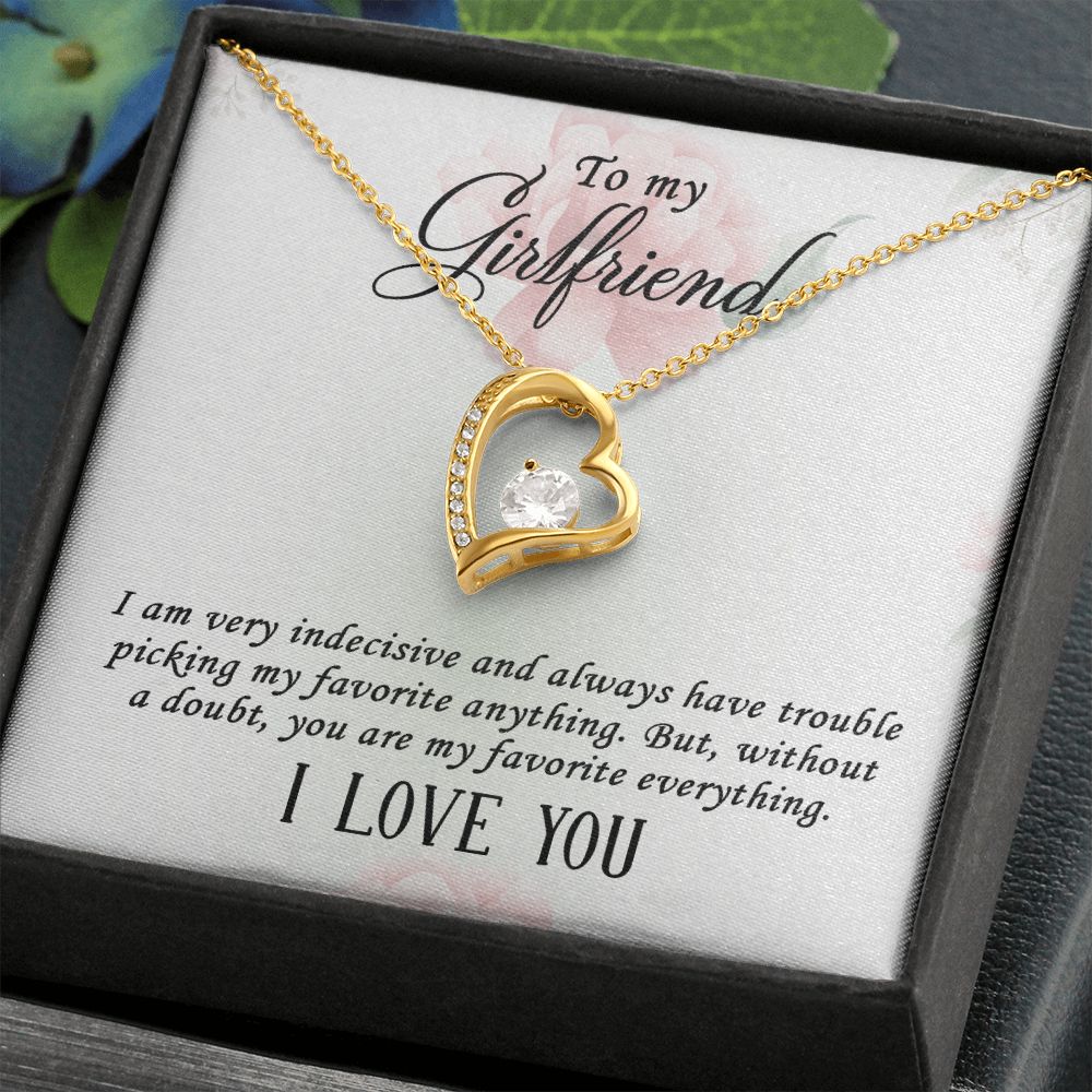 Forever Love Necklace for Girlfriend - Cubic Zirconia Pendant in White or Yellow Gold Finish | Romantic Anniversary Gift, Valentine's Day Present, Birthday Jewelry for Her