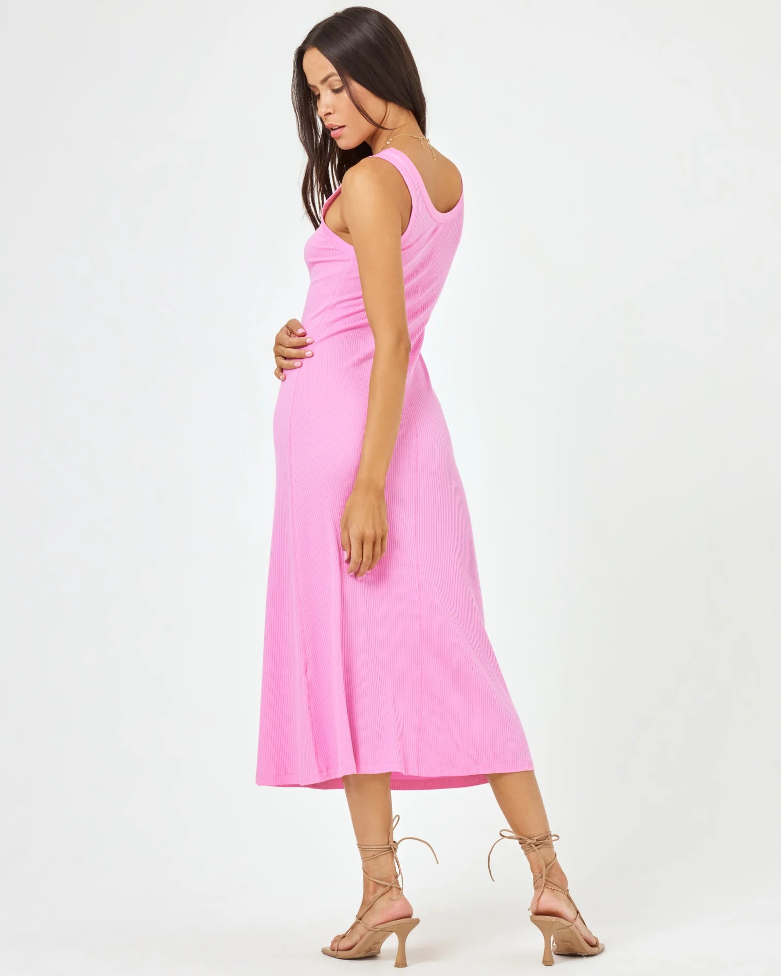 L*Space Women's Jenna Flowy Midi Dress - Tulip Pink | Summer Beach Cover Up, Resort Wear, Vacation Outfit
