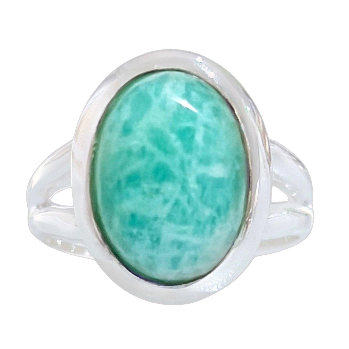 Elegant Amazonite Oval Ring for Women - Classic Chic Jewelry Gift for Her - Perfect for Weddings, Parties & Everyday Wear