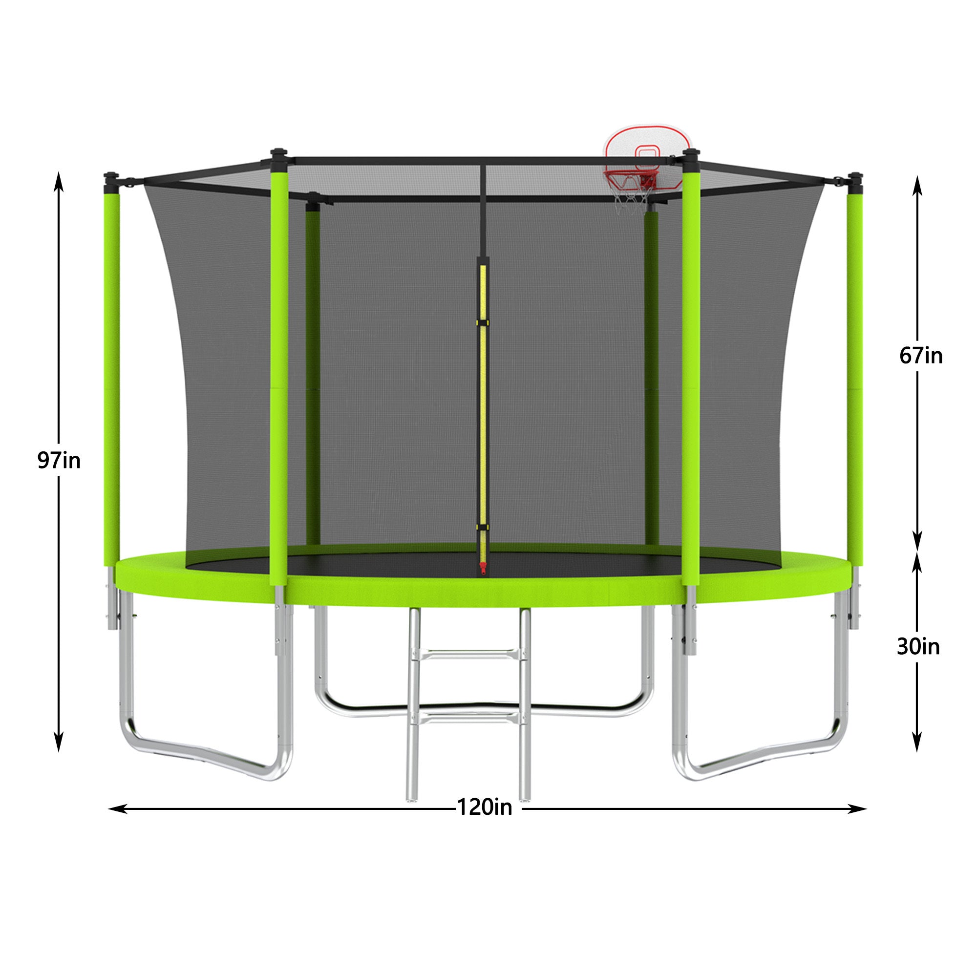 10FT Kids Trampoline with Basketball Hoop & Safety Enclosure - Outdoor Backyard Bouncer with Ladder, ASTM Approved for Safe Jumping Fun - Perfect for Birthday Gifts, Family Playtime and Backyard Activities