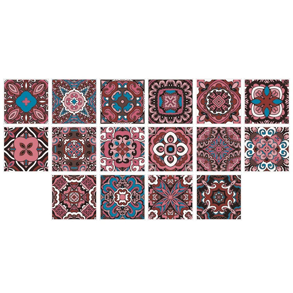 16-Piece Peel & Stick Waterproof Diagonal Tile Stickers for Floor & Wall - 10/15/20/30cm Kitchen & Bathroom Decor - Easy DIY Art Mural (20cm x 20cm, Set of 16) - Perfect for Home Renovation, Backsplash & Accent Walls