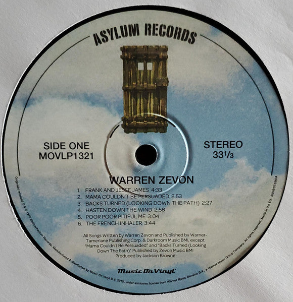 Warren Zevon Vinyl LP Album - Limited Edition 180 Gram Reissue (Mint Condition) - Perfect for Music Collectors & Vintage Vinyl Enthusiasts