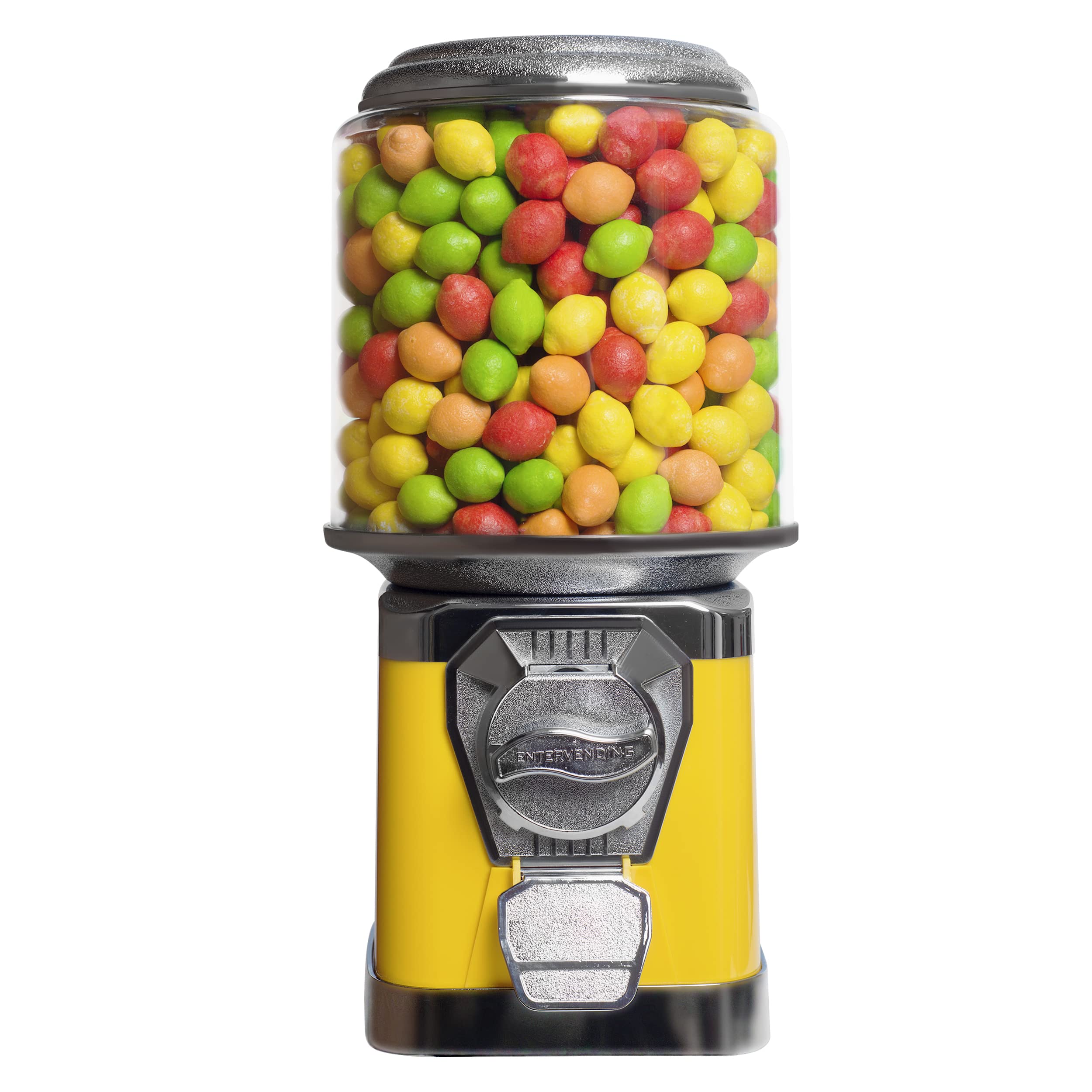 Yellow Gumball Machine for Kids - Fun Coin-Operated Bubble Gum Vending Machine with Cylinder Globe - Perfect for Home, Parties, and Playrooms - No Stand Included