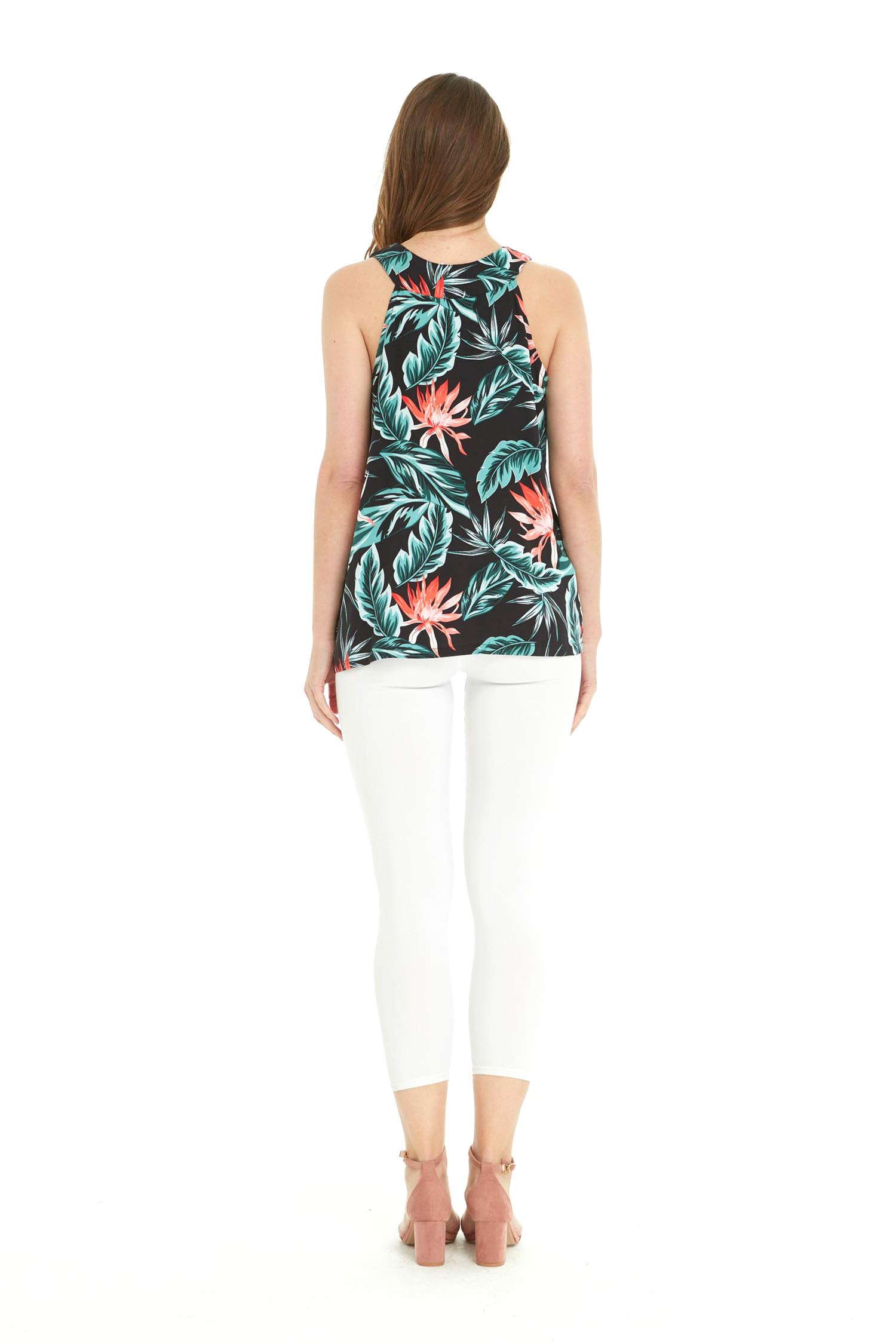 Hawaiian Hangover Women's Floral Tank Top - Simply Blue Leaf Print | Beach Vacation, Summer Party & Casual Wear