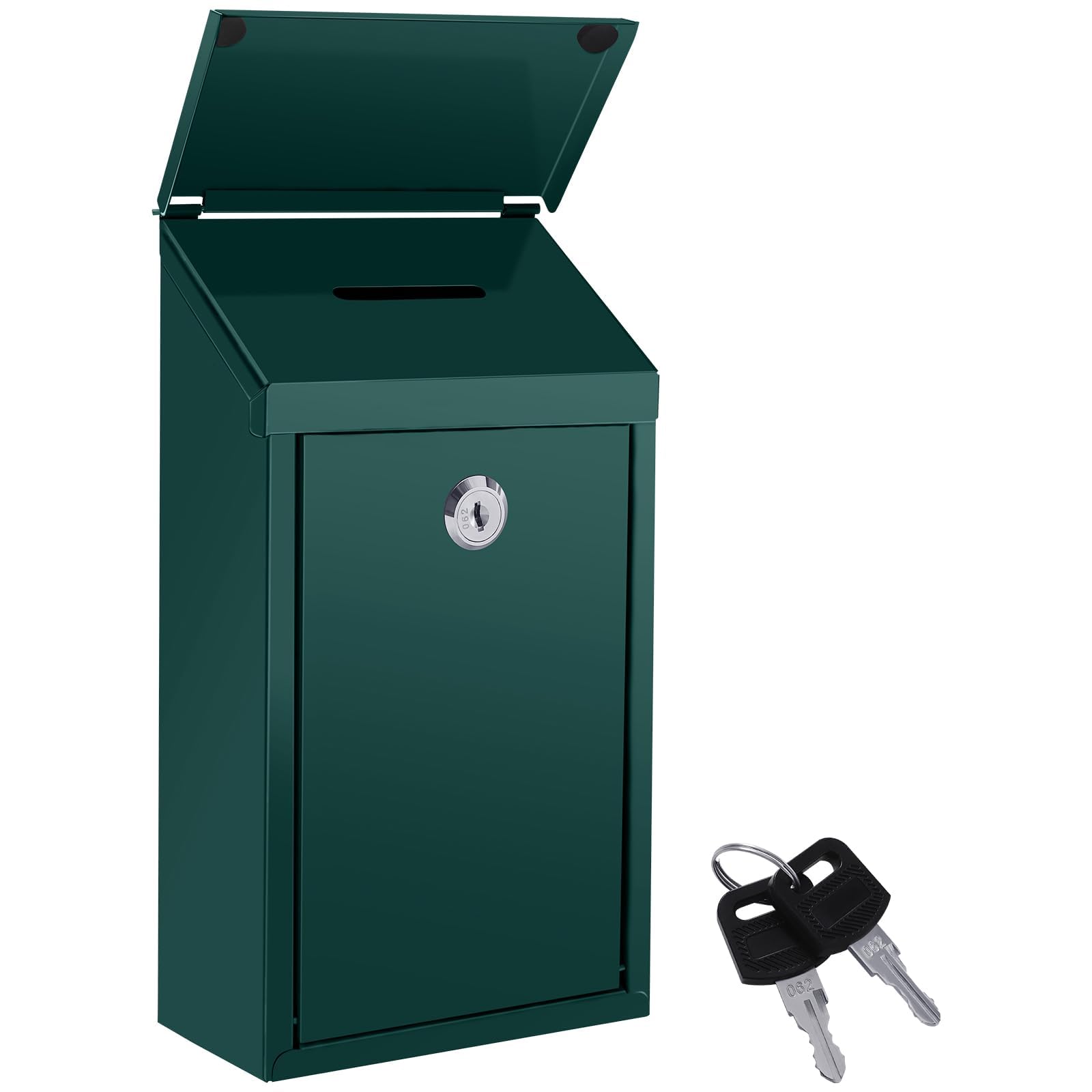 Secure Waterproof Metal Donation Box with Lock & Slot - Wall Mounted Charity Collection Mailbox for Cash, Home, Office & Outdoor Use (Dark Green) - Ideal for Churches, Schools, Fundraisers & Public Spaces