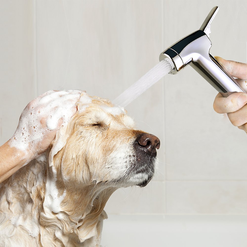 Pet Shower Attachment Set for Dogs & Cats - Handheld Dog Bath Sprayer with Adjustable Shower Head, 6ft Hose & Diverter Valve - Perfect for Home Pet Grooming, Bathing Puppies & Washing Large Dogs in Tub or Outdoor