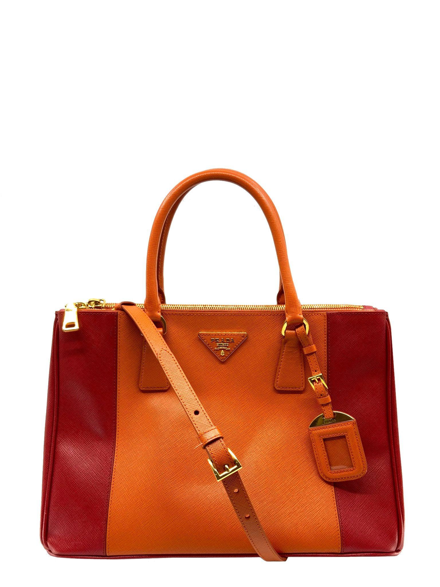 Prada Saffiano Leather Double Zip Tote Bag for Women - Luxury Designer Handbag with Two Compartments | Perfect for Work, Travel & Everyday Use