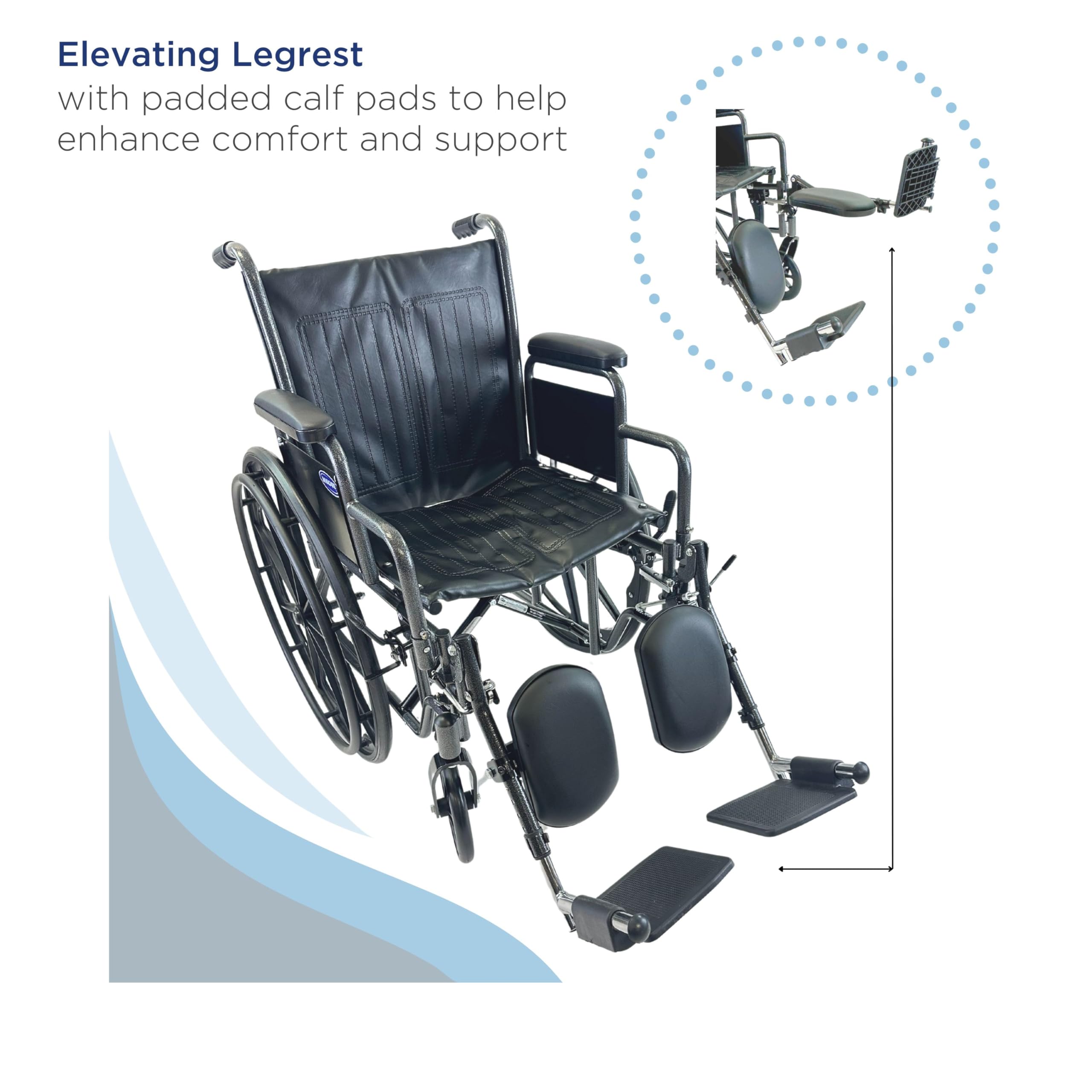 Invacare Tracer EX1 Foldable Wheelchair with Elevating Legrests & Desk Length Arms - 16 Inch Seat for Indoor & Outdoor Mobility - Ideal for Home, Travel & Daily Use