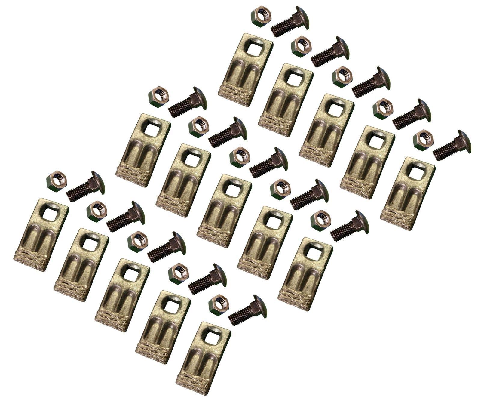 15-Pack Square Hole Hardfaced Auger Teeth with Hardware - BC58F-HF-I Replacement Parts for Excavators & Drilling Rigs - Perfect for Mining, Construction & Agricultural Applications