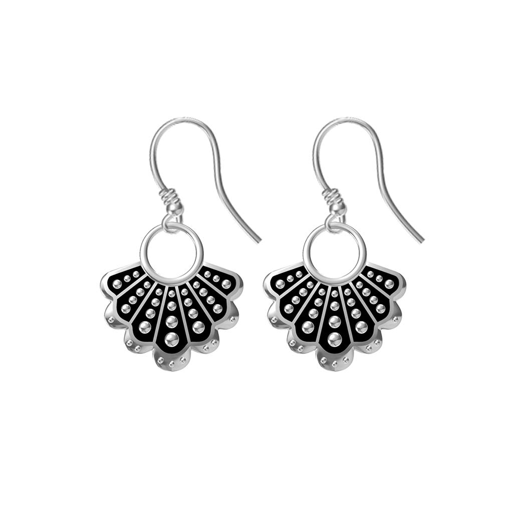 SIMONLY RBG Dissent Collar Earrings - 925 Sterling Silver Drop & Stud Earrings - Ruth Bader Ginsburg Inspired Jewelry for Women - Perfect for Courtroom Style, Feminist Gifts & Supreme Court Fan Collections