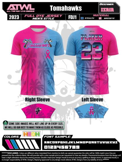 Tomahawks Miami Full Dye Sublimated Lacrosse Jersey - Lightweight Performance Jersey for Men & Women - Perfect for Games, Practice & Team Sports
