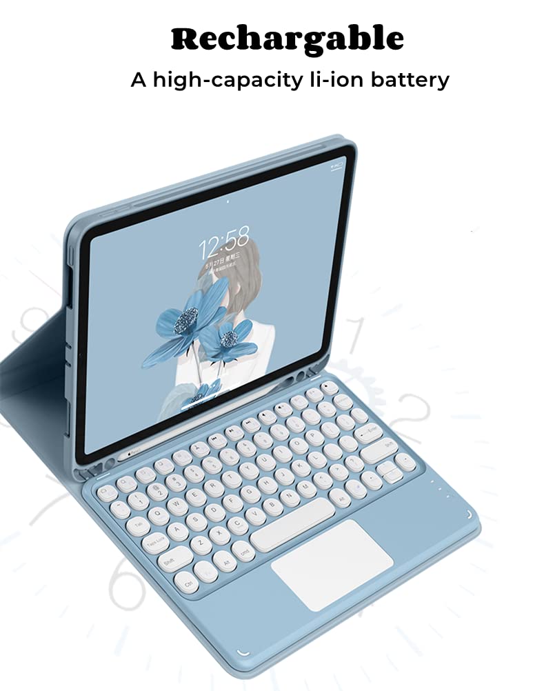 AnMengXinLing iPad Air Keyboard Case for 11-inch iPad Air 7th/6th/5th/4th Gen (M2/M3 2025) - Detachable Backlit Keyboard with Touchpad, Pencil Holder & Slim Folio Cover in Mint Green - Perfect for Work, Study & Travel