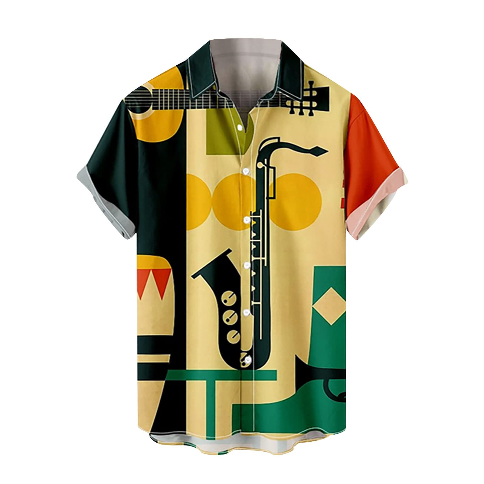 Vintage Men's Retro 50s Rockabilly Bowling Shirts - Hawaiian Summer Button Down Camp Shirts for Vacation, Country Music Festivals & Beach Parties