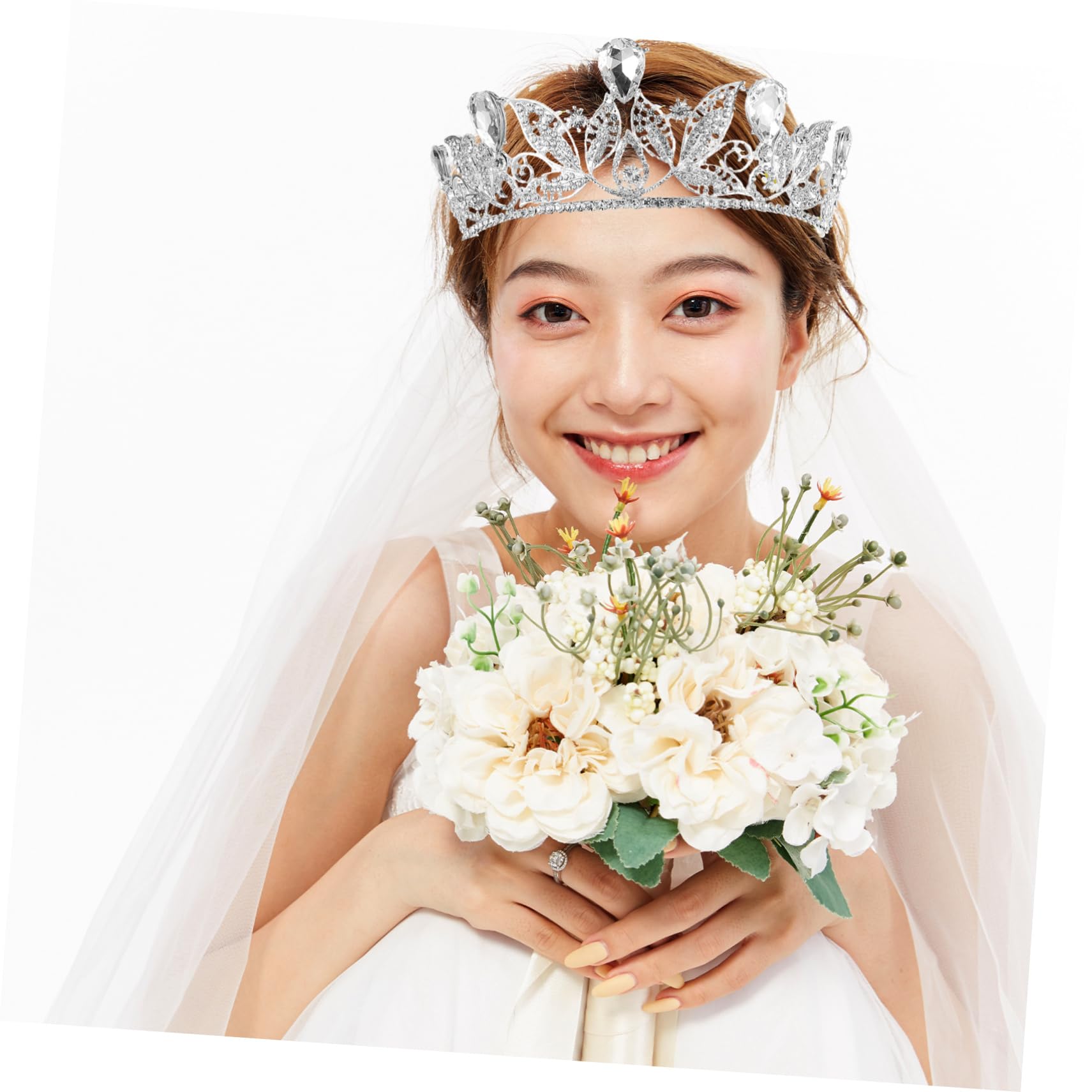 Elegant Wedding Tiara Headpiece for Women - Crystal Silver Bridal Crown, Fairy Princess Hair Accessory for Bride, Bridesmaid, Prom, Quinceañera, Pageant & Special Occasions