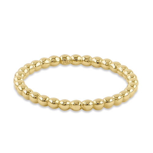 14K Yellow Gold Stackable Bead Ring for Women - Dainty Minimalist Jewelry - Perfect for Layering, Everyday Wear & Gift Giving