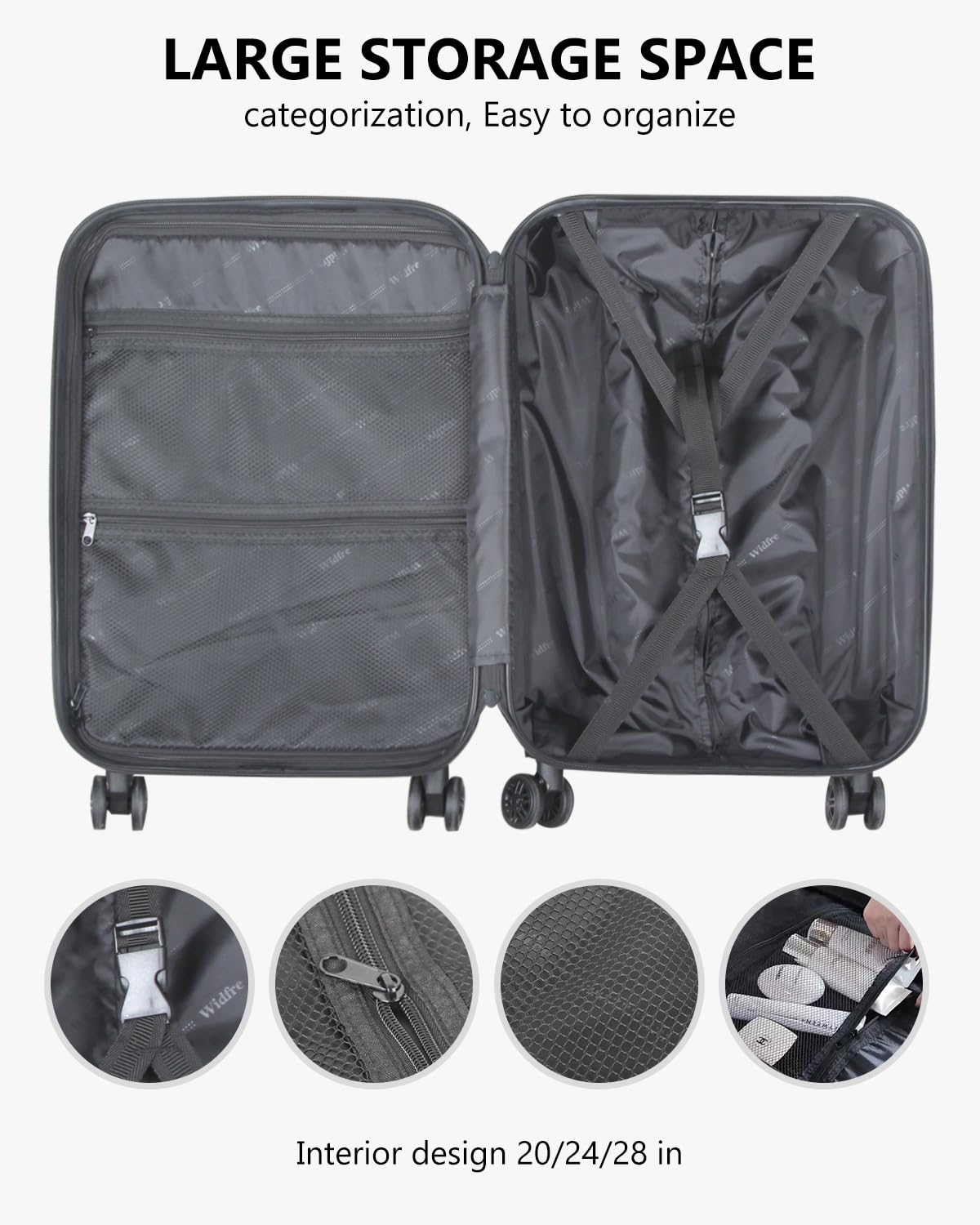 3-Piece Expandable Hard Shell Spinner Luggage Set with TSA Lock - Lightweight Durable Suitcases for Travel (Dark Gray) | Perfect for Family Vacations, Business Trips & International Travel